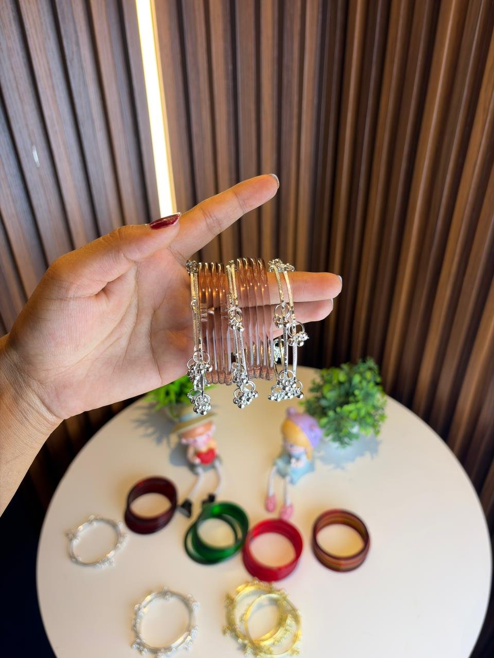 12 Pieces Kashmiri Bangles Set Box – Silver Kashmiri Ghungroo Bangles with Brown Jelly Bangles | Trending Kashmiri Bangles for Women | Viral Bangles Set
