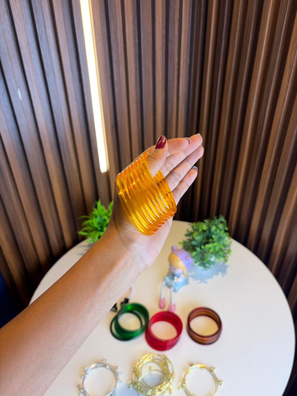 8 Pieces Yellow Orange Viral Jelly Bangles | Kashmiri Bangles Style | Trendy Bangles for Women | Lightweight Daily &amp; Festive Wear