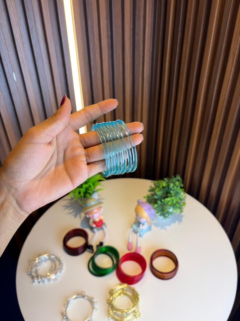 6 Pieces Transparent Blue Bangles | Kashmiri Bangles Style | Trendy Bangles for Women | Lightweight Daily Wear