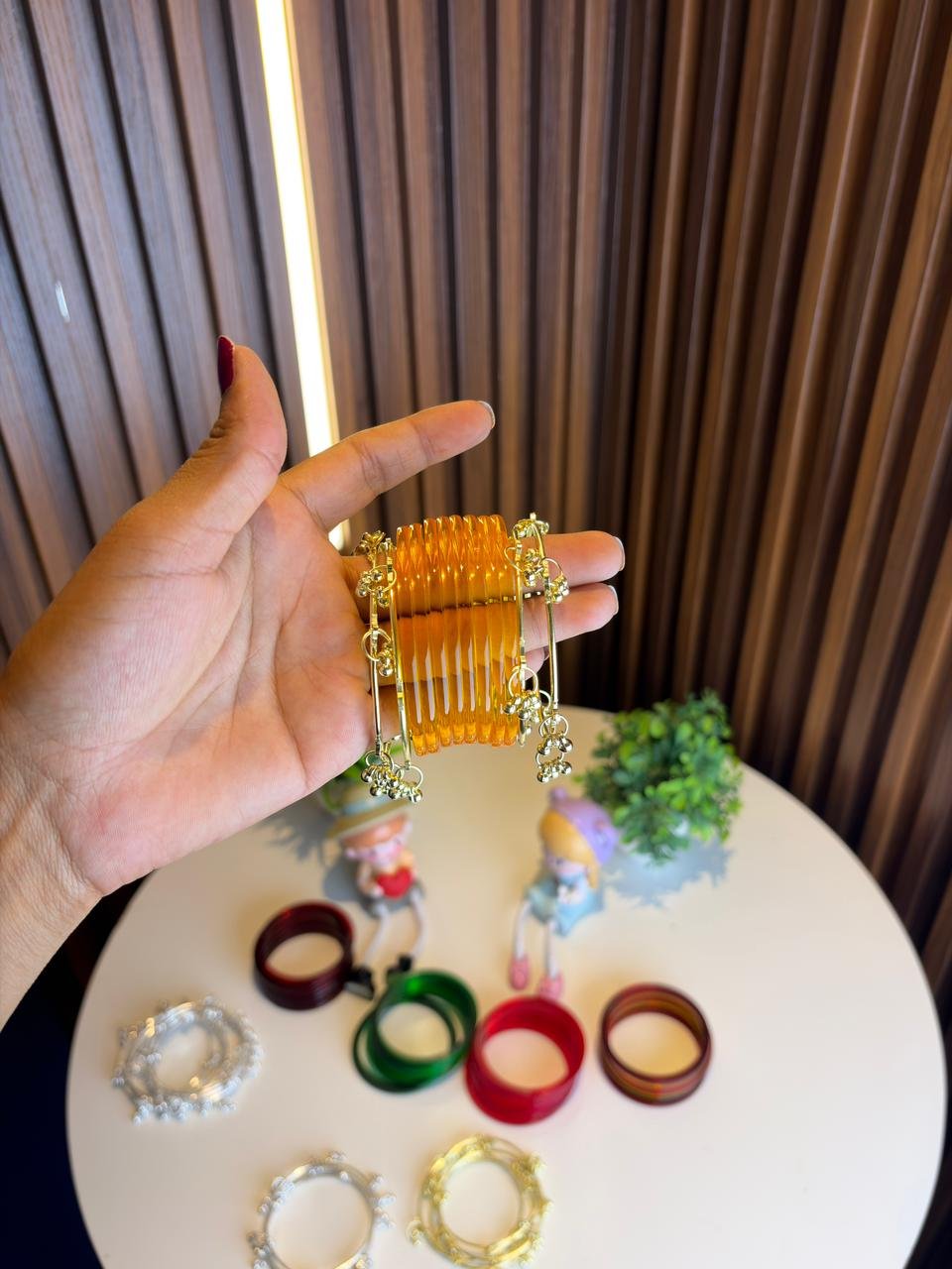 10 Pieces Kashmiri Bangles Set Box Gold | Yellow Viral Jelly Bangles Set | Kashmiri Ghungroo Bangles | Trending Bangles for Women