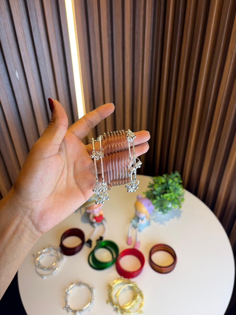 10 Pieces Kashmiri Bangles Set Box Silver | Brown Transparent Viral Jelly Bangles | Kashmiri Ghungroo Bangles | Trendy Bangles for Women