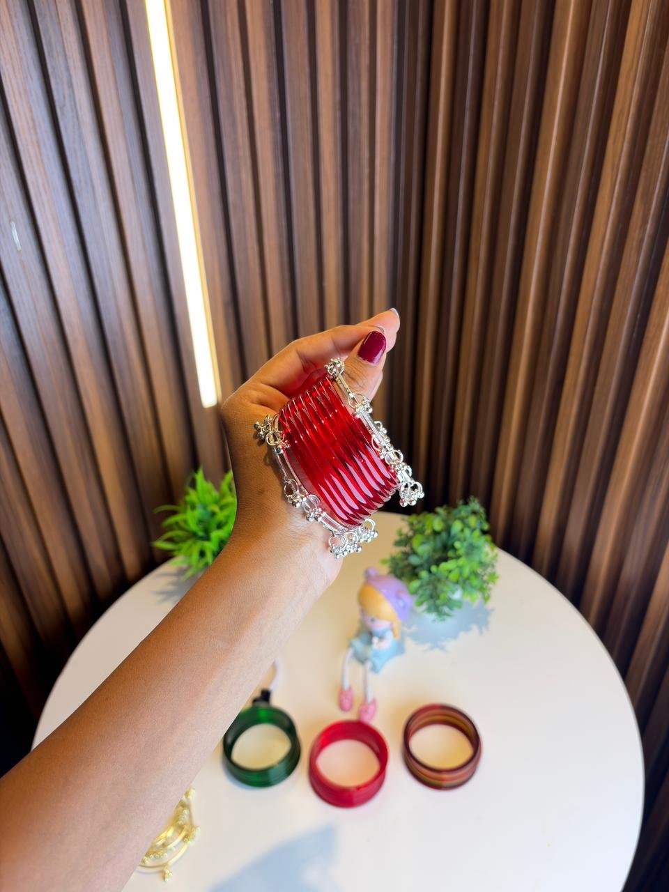 10 Pieces Kashmiri Bangles Set Box Silver | Red Jelly Bangles Set | Kashmiri Ghungroo Bangles | Trendy Bangles for Women